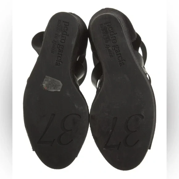 Pedro Garcia Black Suede Wedge Sandals sz 7 ex condition - Picture 6 of 6